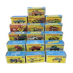Lesney Matchbox - sixteen 1-75 Series models comprising 29d, two x 31c, 33d, 36c, 38c, 39c, 44d, 48c, 49b, 54b, 65c, 70c, 72b, 73c and 74b; all boxed (16)