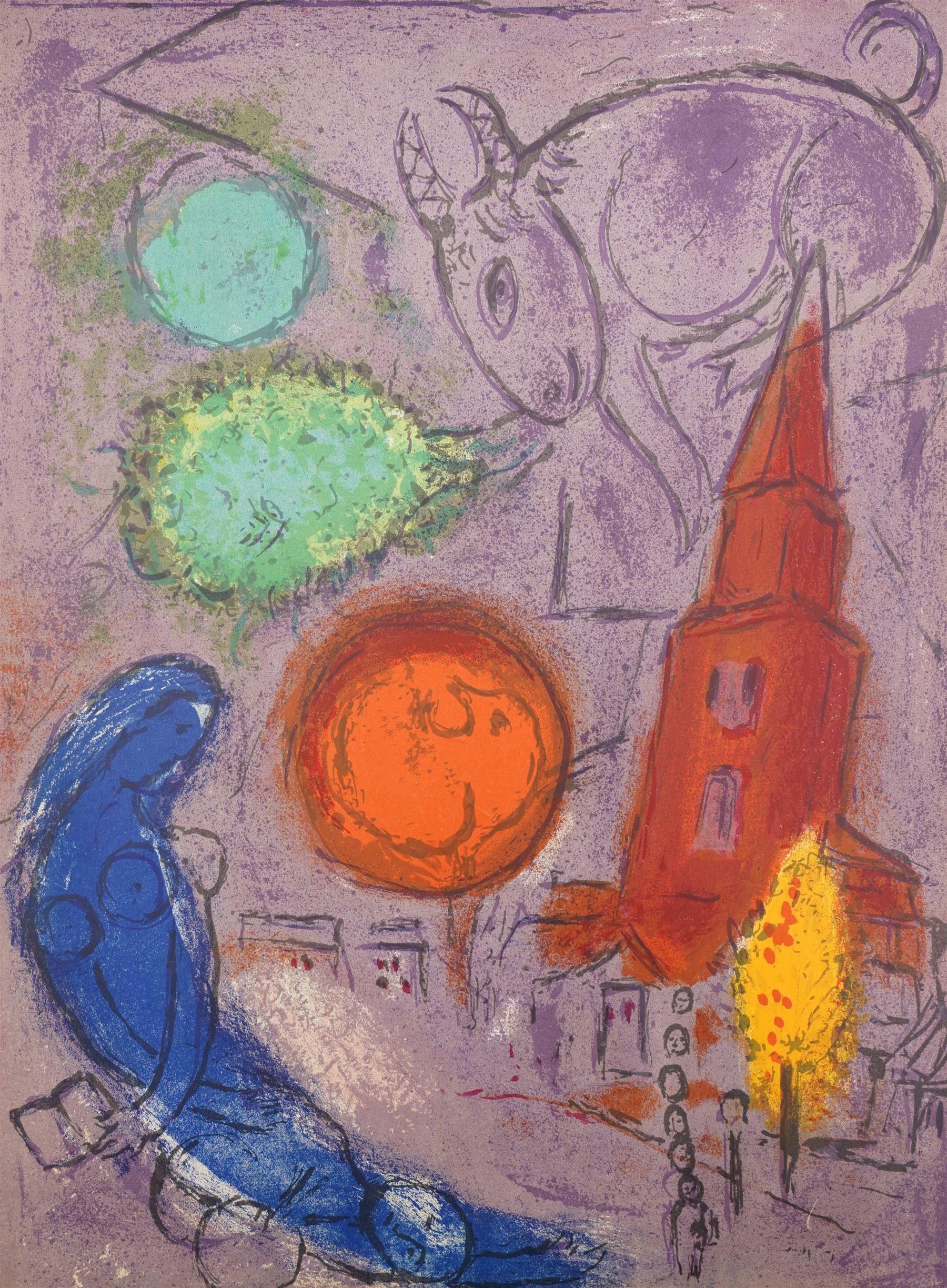 Marc Chagall (Russian/French 1887-1985): 'Saint-Germain-des-Prés', offset colour lithograph pub. Derriere le Miroir 38cm x 28cm (unframed)