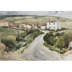 Owen Bowen (Staithes Group 1873-1967): 'Road to the Old Church House - Robin Hood's Bay', watercolour signed, titled verso 24cm x 34cm