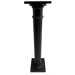 Early 20th century ebonised torchère or plant stand, square top on turned and fluted column, on square base 