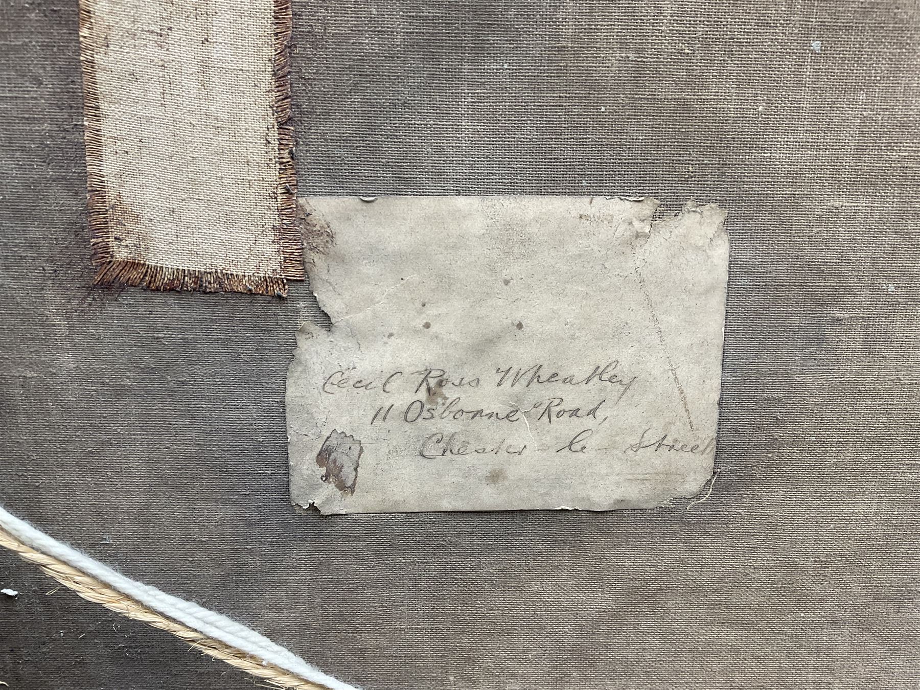 Cecil Ross Wheatley (British 1892-1967): The Lawyer's Bill, oil on canvas signed and dated 1912, label verso 50cm x 75cm