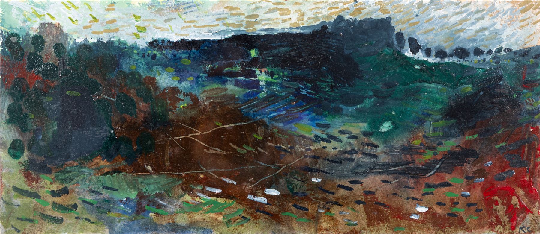 Kane Cunningham (British 1961-): 'Towards Robin Hood's Bay/Boggle Hole', watercolour, signed and titled verso 18.5cm x 12.5cm