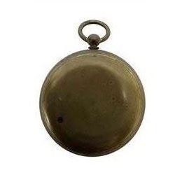 Edwardian pocket aneroid barometer in a brass case. Compensated.