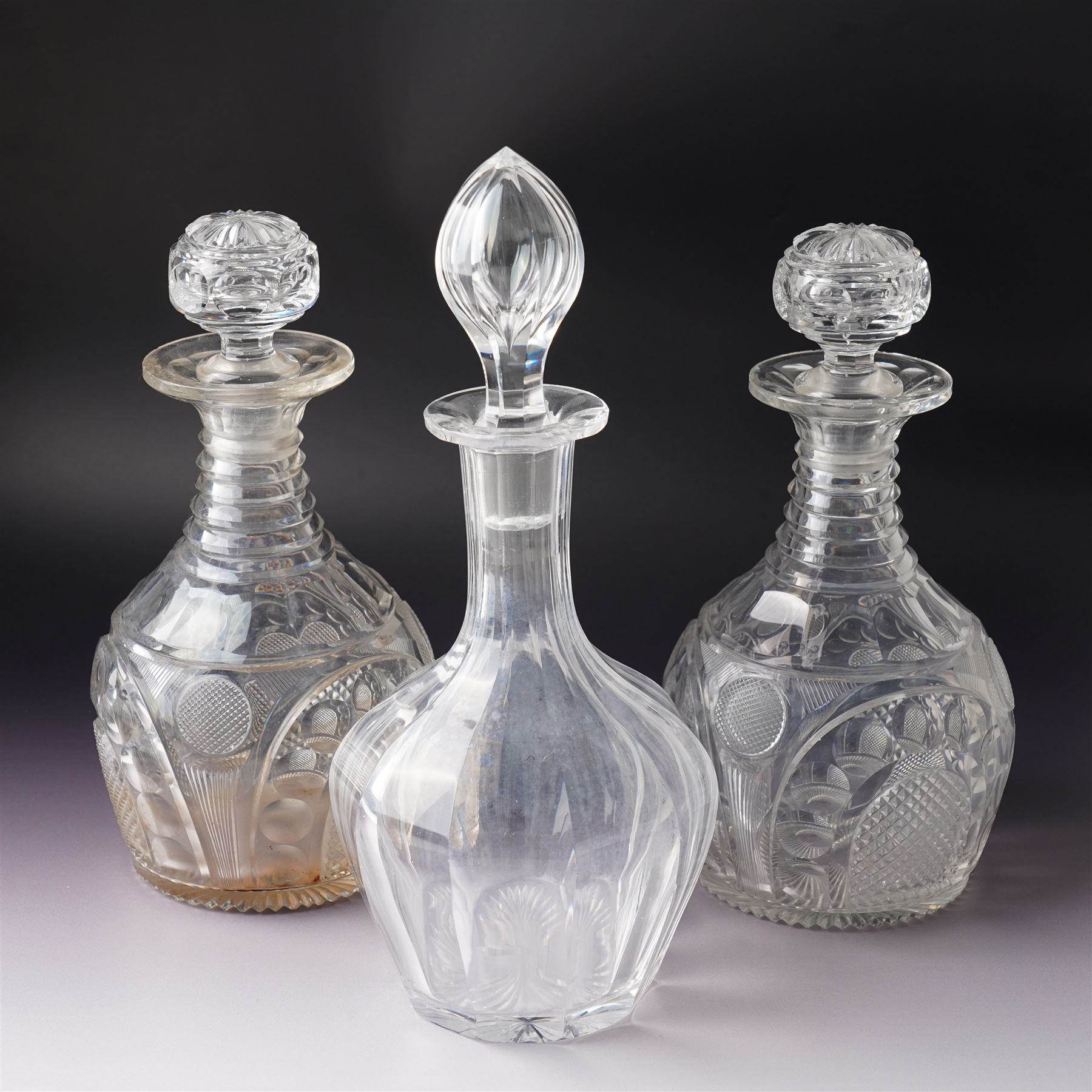 *Set of seven cut glass decanters, max H33cm (7)From the Kirkham Hall Attic & Cellar Collection, sold without reserve