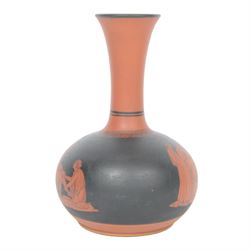 Bishops Waltham vase, of squat baluster form with elongated fluted rim, decorated with classical figures and Greek key banding, H21cm
