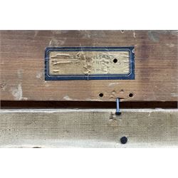 James Bolivar Manson (British 1879-1945): 'Sweet Sultans and Marigolds', oil on canvas unsigned, titled and dated 1945 in the artist's hand on label and on the stretcher verso, with James Bourlet & Sons label, 60cm x 50cm 
Notes: this is probably the artist's 1945 Royal Academy exhibit no.601, then titled 'Cornflowers and Marigolds' (sweet sultans being a variety of cornflower). The same jug depicted in the present picture can be seen in Manson's 1940 Royal Academy exhibit no.262 'Tulips and Daffodils'. The blue title label appears on a number of Manson's paintings.