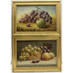 William Daniel Penny (British 1834-1924): Still Life of Grapes, pair oils on panel signed, one dated ‘97, 16cm x 24cm (2) 
Notes: Penny was born in Caistor Lincolnshire but was listed in the Hull directories from 1869 as a Marine artist living in the City until the turn of the century, when he became publican of the 'Artist's Rest' in Cross St., Aldborough, East Yorkshire.