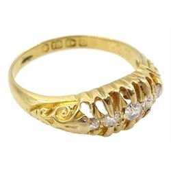 Edwardian 18ct gold five stone graduating diamond ring, Birmingham 1901