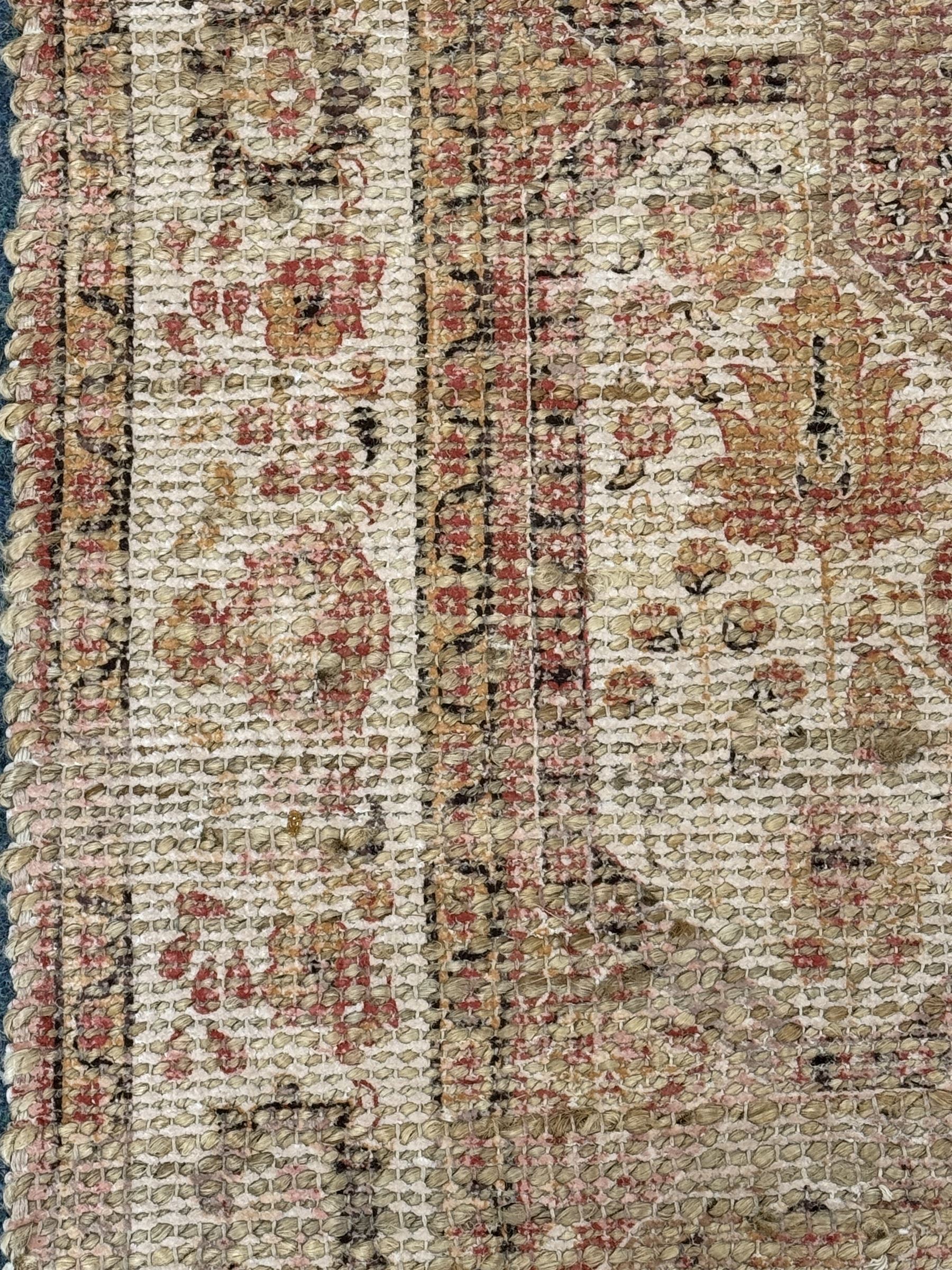Contemporary Dunelm dua jute traditional rug, handcrafted from a blend of jute, polyester and cotton, featuring a red-toned design with a textured weave