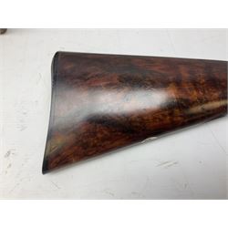 W.W. Greener 12-bore side-by-side double barrel non-ejector shotgun, with 76cm barrels, side safety, engraved lock, figured walnut stock with chequered grip and fore-end, no.33408, 120.5cm overall; in fitted canvas covered case with tools and accessories including .22 12-bore dog training device. SHOTGUN CERTIFICATE REQUIRED.