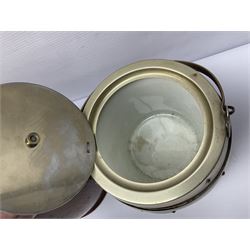 Five early 20th century biscuit barrels with silver-plated mounts, one made from Mahogany from HMS Hindustan