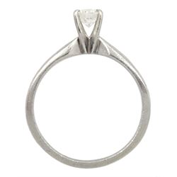 Platinum single stone round brilliant cut diamond ring, hallmarked, diamond weight approx 0.30 carat 