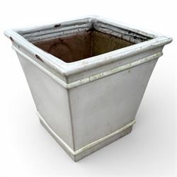 Pair grey glazed ‘Heritage Pottery’ square tapering planters