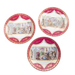  20th century Royal Vienna-style part tea service, comprising eight cups and saucers, ten dessert plates, one cake plate, milk jug and sugar bowl