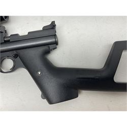 Crosman Model 2250B .22 cal. CO2 rifle, with PAO red dot sight and skeleton stock, serial no.221B76447, L77.5cm overall  NB: AGE RESTRICTIONS APPLY TO THE PURCHASE OF AIR WEAPONS.