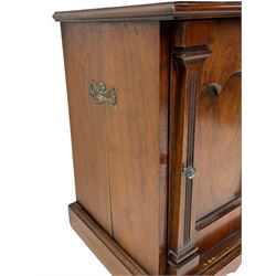 Late 19th century walnut fall front coal box, and a revolving piano stool