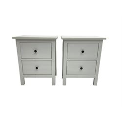 IKEA - 'Hemnes' white finish straight-front chest, fitted with two short and four long drawers; and IKEA - 'Hemnes' pair white finish bedside chests, fitted with two drawers