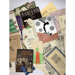 Quantity of paper ephemera relating to Schofields Department Store, The Headrow, Leeds, 1920s - 1950s, including Romance of Schofields 1922, Golden Jubilee Booklet 1951, various catalogues and promotional booklets and leaflets, Christmas offers, greeting cards, marketing and advertising items, menus etc