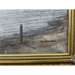 Gerard Brouwer (Dutch 1938-): Mallards in Flight, oil on canvas signed 59cm x 88cm 