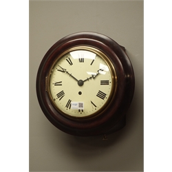 Victorian style wall clock, circular Roman dial with single fusee movement, D31cm  