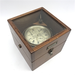 Late 19th century mahogany cased marine chronometer by 'Robert Gardner, London', silvered Roman dial inscribed with model no. '2705', four pillar chain fusee movement with detent escapement, the case with plate 'H.M.S Admiralty Service', dial diameter - 10.5cm, total diameter - 13cm