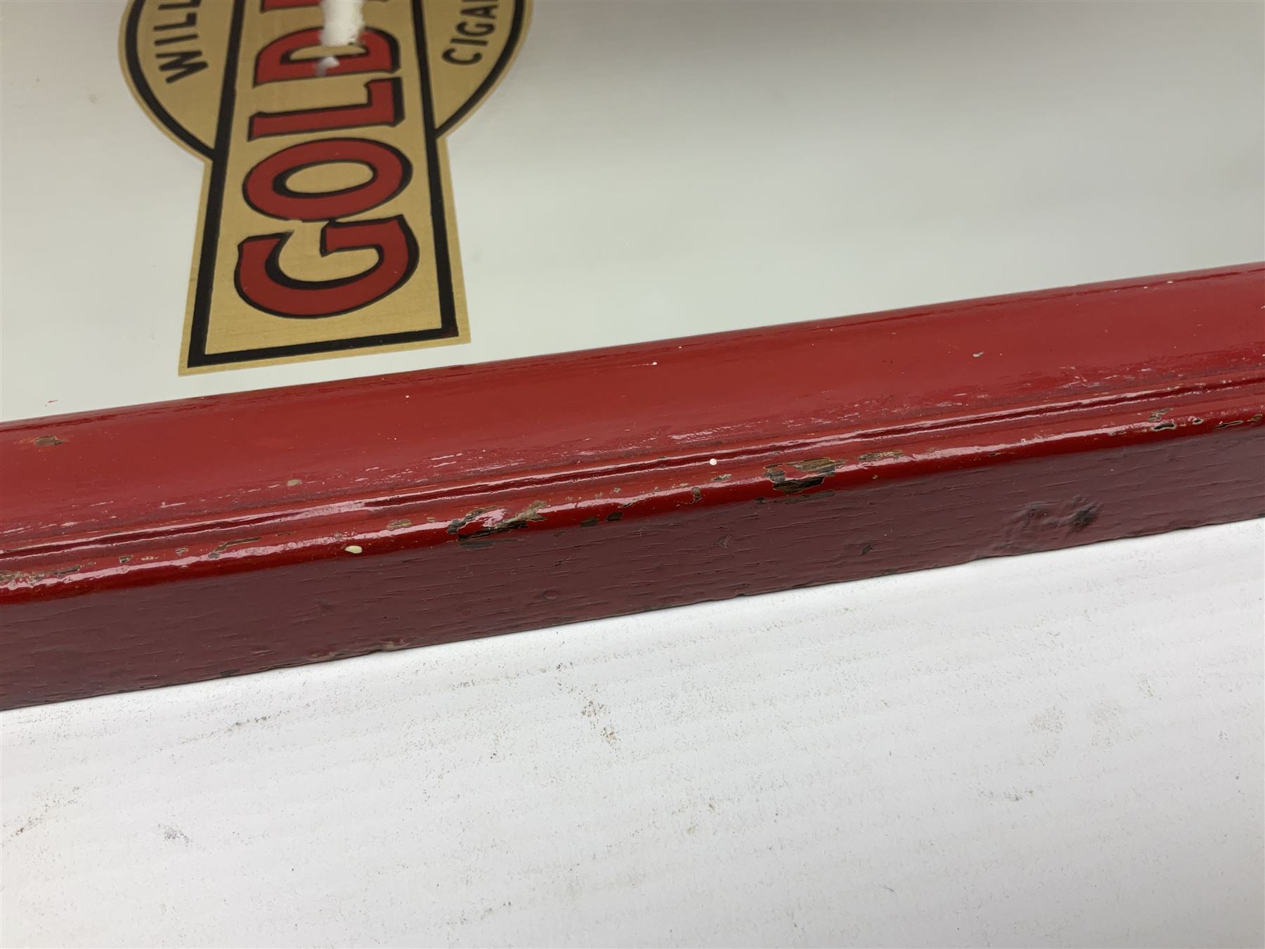 Wills' Gold Flake advertising mirror in painted red frame, H41 cm