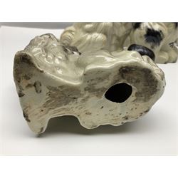 Two Pairs of Staffordshire style dogs, together with three other examples, largest example H27cm