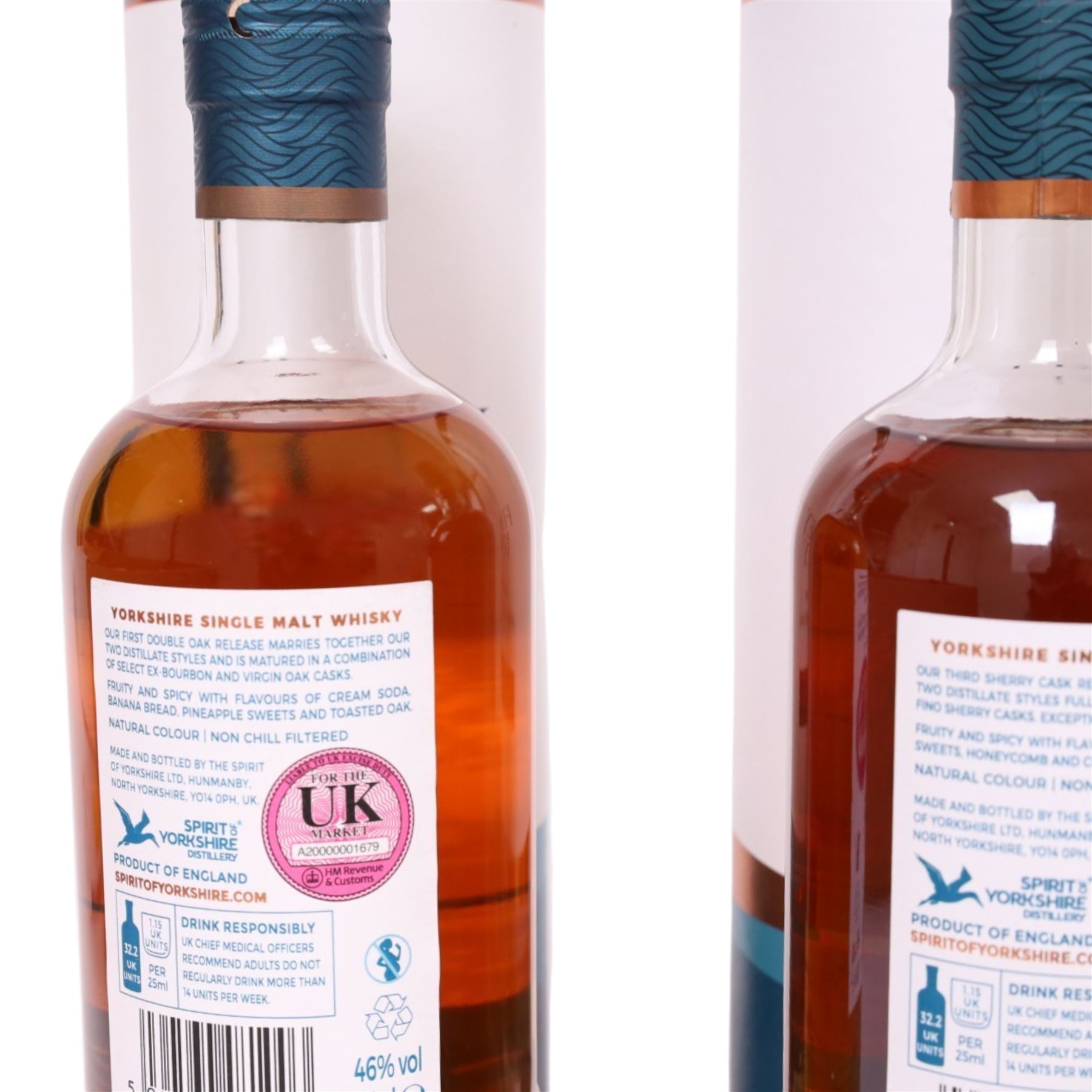 Sprit of Yorkshire Distillery, Filey Bay Sherry Cask Reserve #2  single malt whisky, 70cl 46% vol, Sherry Cask Reserve #3  single malt whisky, 70cl 46% vol and Filey Bay Double Oak #1  single malt whisky, 70cl 46% vol