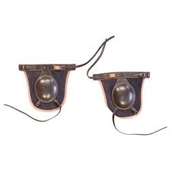 Set of Sabre brown leather brushing boots, together pair of knee protectors