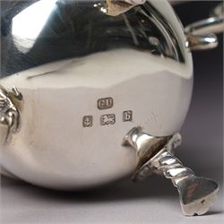 Georgian design silver cream jug Birmingham 1901 Maker George Unite, three piece silver condiment set Birmingham 1940, pair of small silver dressing table candlesticks and three condiment spoons