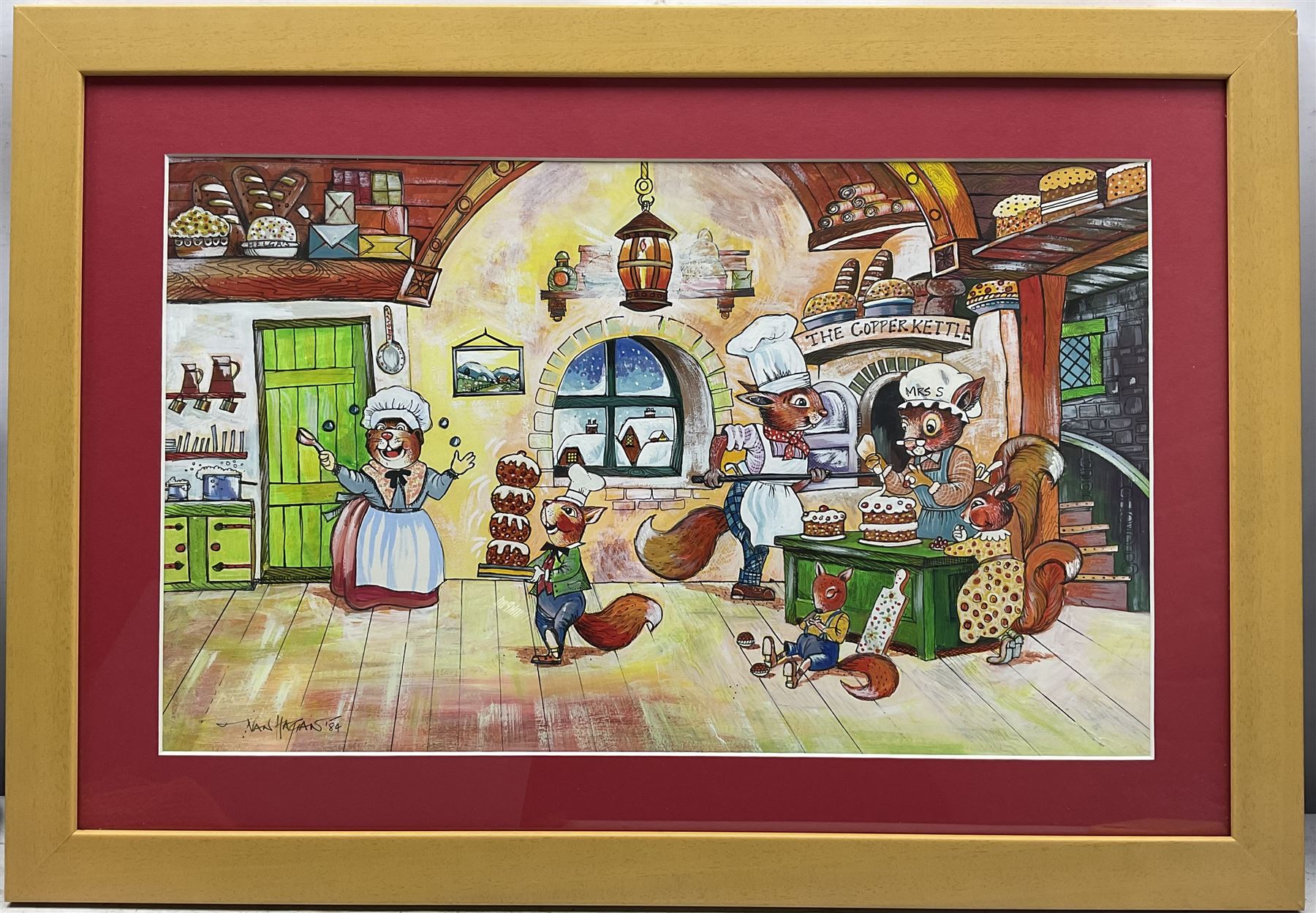 English Cartoon School (20th Century): Anthropomorphic Novelty Scenes, five watercolours three signed 'Van Hagan' and two signed 'Teri', max 20cm x 50cm (5)