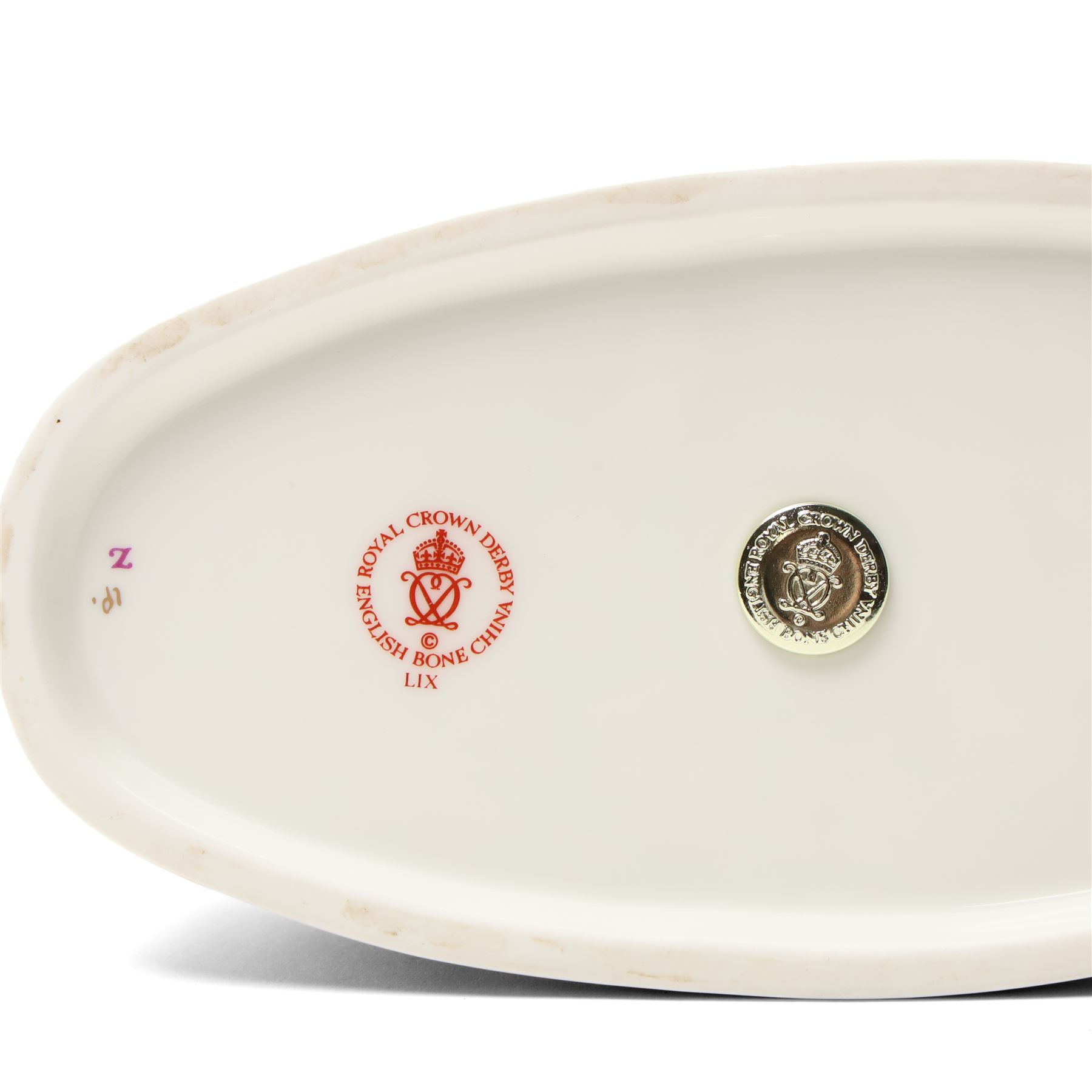 Royal Crown Derby Camel paperweight, silver stopper, red printed mark 