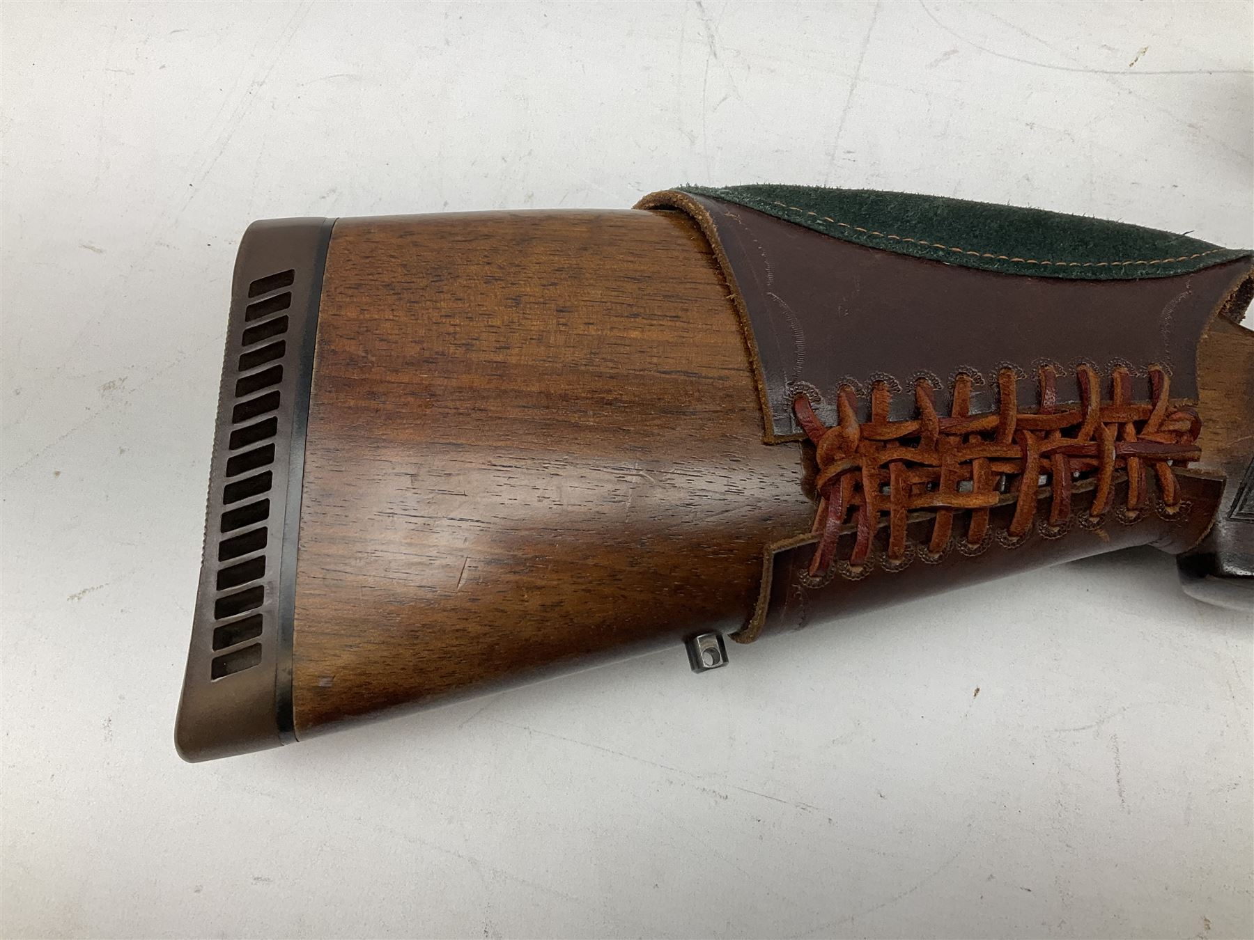 30-06 Steyr-Mannlicher Model M bolt-action rifle, the 61cm hammer forged barrel with side safety, double set trigger and lift-out rotary magazine, walnut stock with chequered pistol grip and fore-end and additional soft leather cheek piece, Pecar Berlin Champion 8 x 45 telescopic sight with quick release mounts, serial no.204791 L111cm FIREARMS CERTIFICATE REQUIRED OR RFD