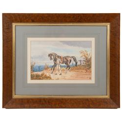 English School (Late 19th Century): Gentlemen and their Horses, set of three watercolours signed with monogram JHD?, 15cm x 24cm (3)