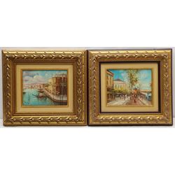 P Llispo (Continental Contemporary): Parisian and Venetian Scene, pair oils on canvas signed 21cm x 26cm (2)