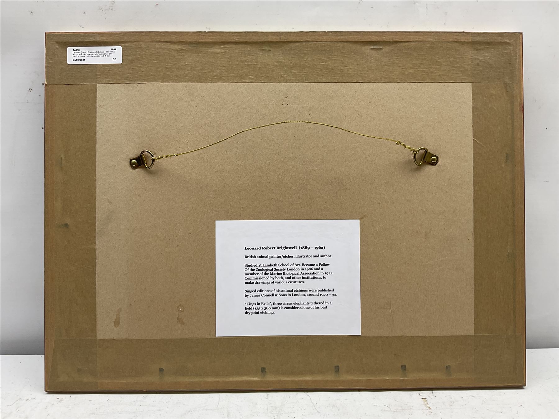 Leonard Robert Brightwell (British 1889-1962): 'Kings in Exile', drypoint etching signed and titled in pencil pub. James Connell & Sons 24cm x 38cm