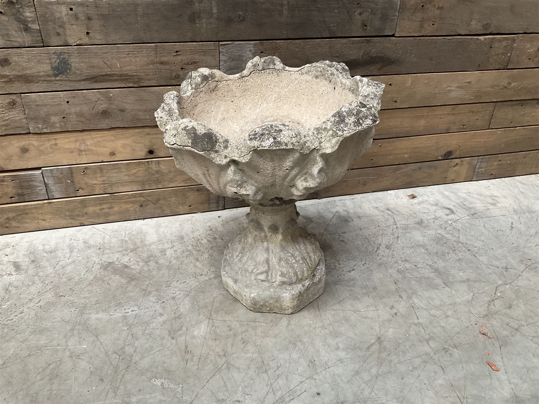 Collection of 9 decorative stone garden objects including sun dial small troughs mill stone and more,