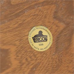 Ercol - elm oval/rectangular drop leaf coffee table, bobbin turned base