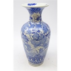  19th/ early 20th century Chinese blue and white baluster vase with flared neck, H32cm   