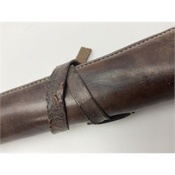 19th century telescopic hunting horn, the bell engraved 'The Beaufort', with makers mark Kohler & Son, makers, 61 Victoria Street, Westminster (from Covent garden) London, in a leather sheath, horn full extended L91cm 