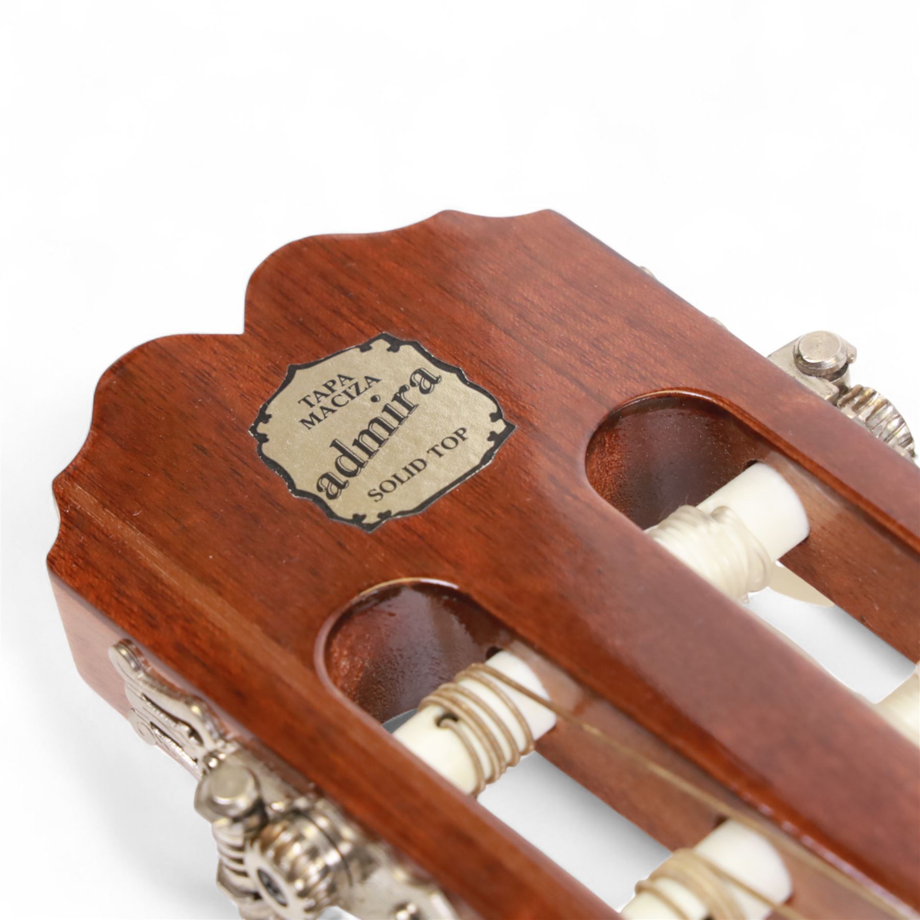 Admira Malaga classical guitar, in fitted hard case with black plush interior, guitar L100cm