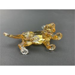 Swarovski Crystal tiger family, comprising adult and two cubs, adult H8.5cm 