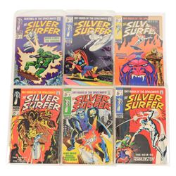 Seventeen Marvel Silver Age 'The Silver Surfer' comic books, spanning years 1968-1970, comprising issues #2, #3, #4, #5, #6, #7, #8, #9, #10, #11, #12, #13, #14, #15, #16, #17, #18