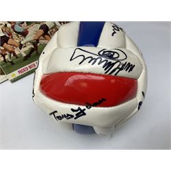Crystal Palace signed leather football, late 1990s, including Steve Coppell, Simon Rodger, Tony Folan, Gareth Graham, Jamie Smith etc; and quantity of football books including 1966 World Cup booklets etc