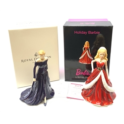 A limited edition Royal Doulton figurine, Diana, Princess of Wales, HN5066, 7576/10,000, with box and certificate, together with a further limited edition Royal Doulton figurine, Holiday Barbie, HN5531, 759/3500, with box and certificate. 