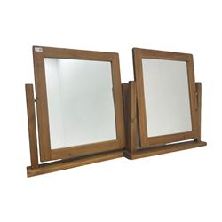 Pair pine dressing table swing mirrors, rectangular plate