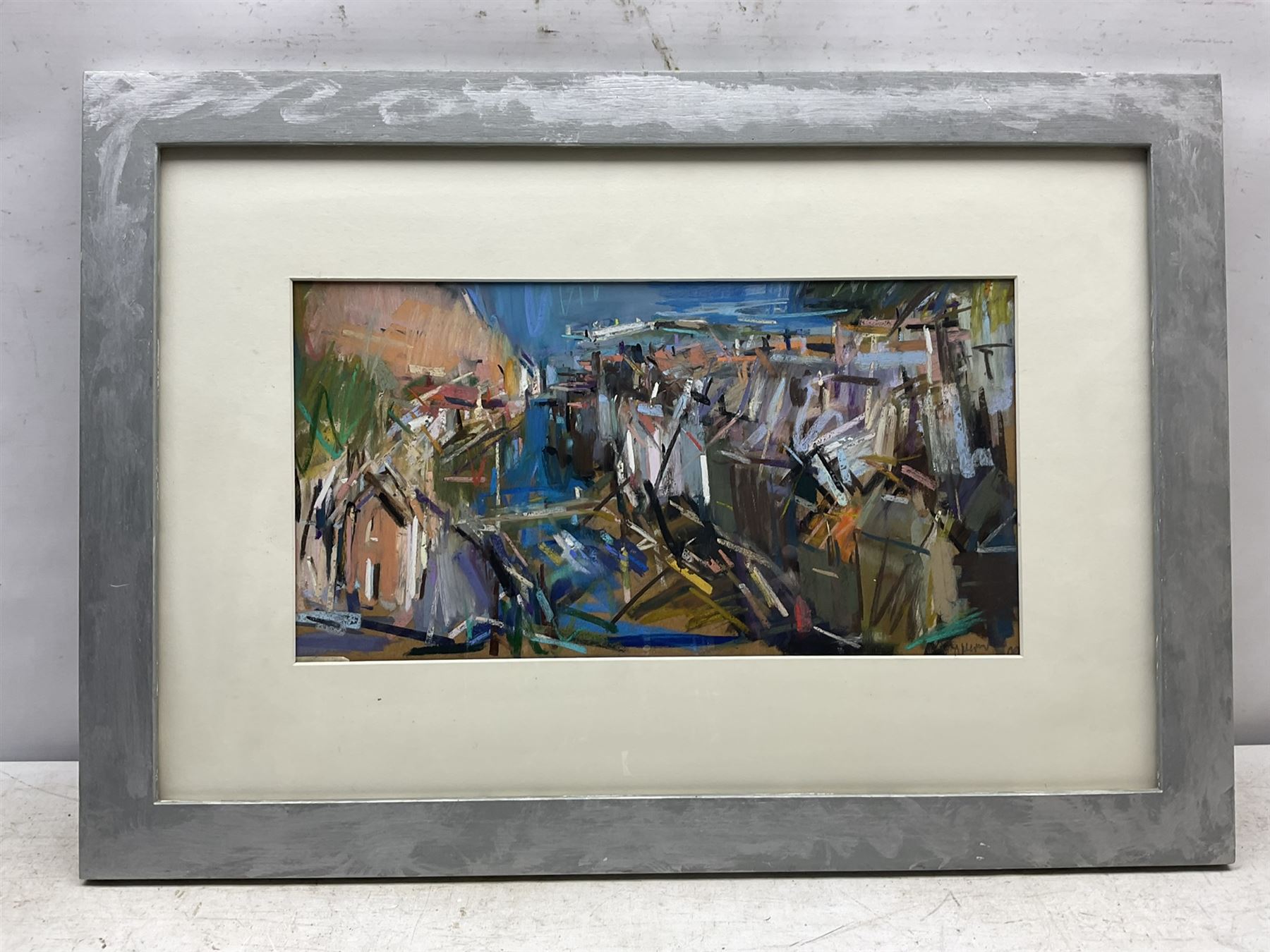 David Greenwood (Northern British Contemporary): 'View over Staithes', pastel signed and dated '09, titled on label verso 24cm x 46cm