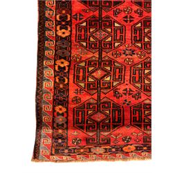 Persian Lori hand knotted red ground rug