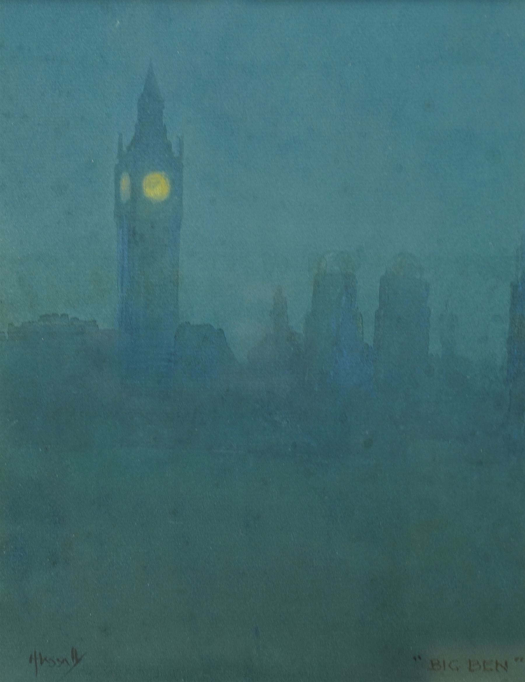 John Hassall (British 1868-1948): 'Big Ben', watercolour signed and titled 27cm x 22cm