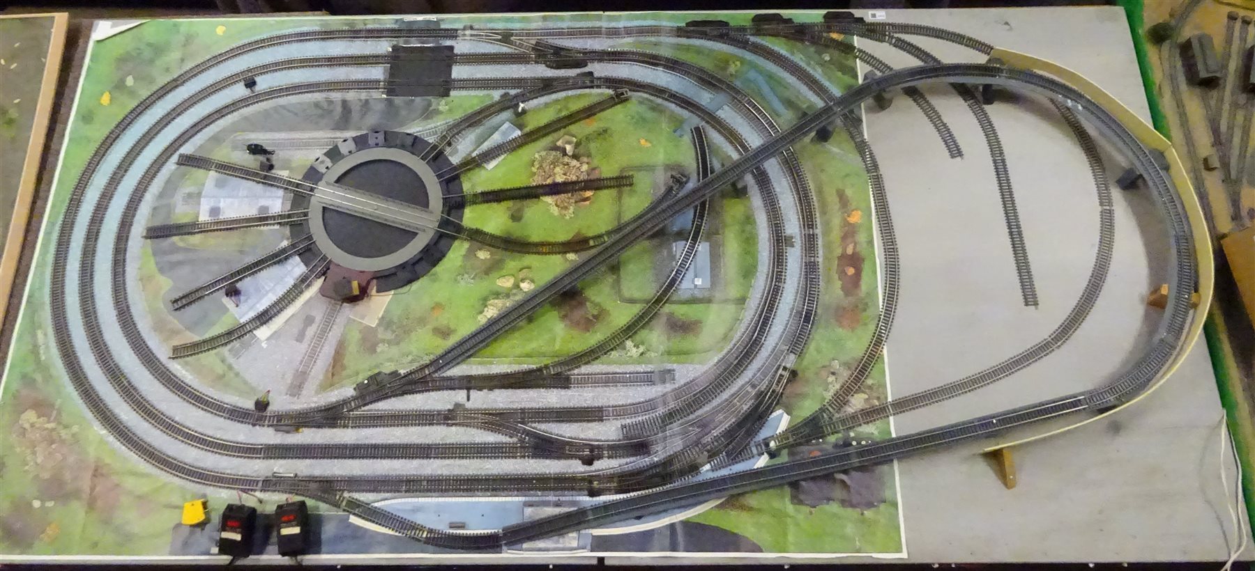 'OO' gauge model railway layout with central electrically operated